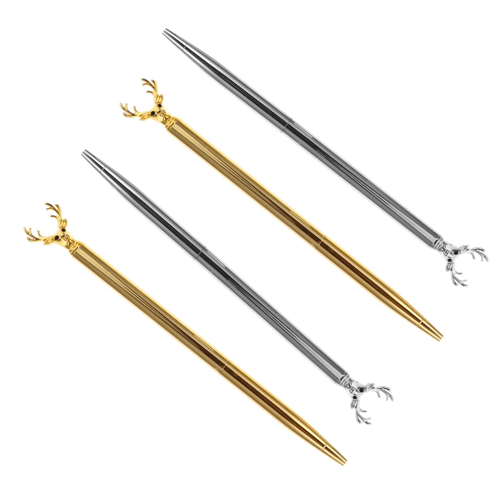 4Pcs Creative Elk Design Ballpoint Pen Metal Writing Instrument Smooth Flow Gift for Students Holiday Party Favors Daily Use