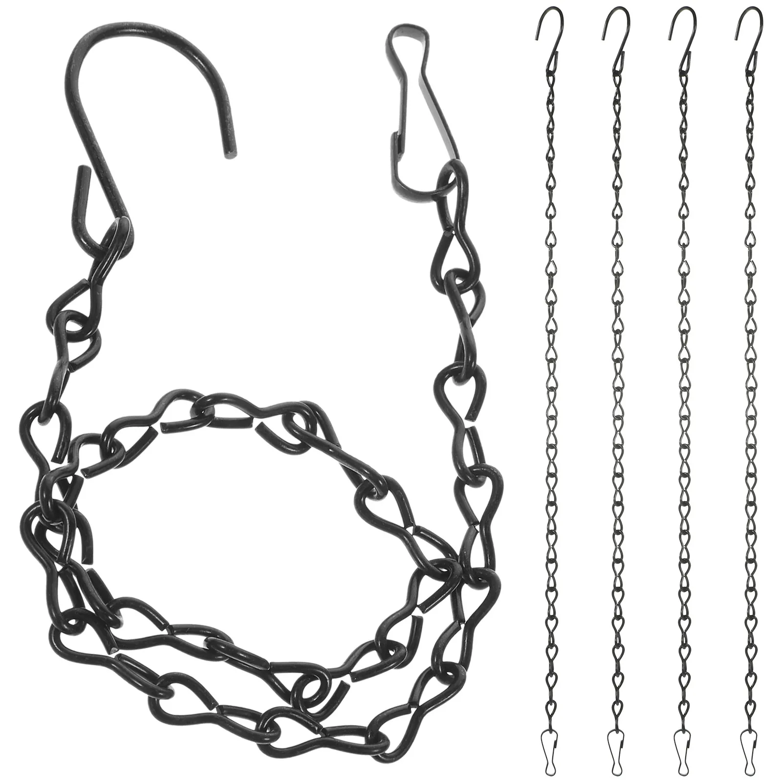 5Pcs Rust Resistant Black Hanging Chain with Hooks for Planters Flower Baskets Suet Feeders Garden Decor Replacement Chains view 5
