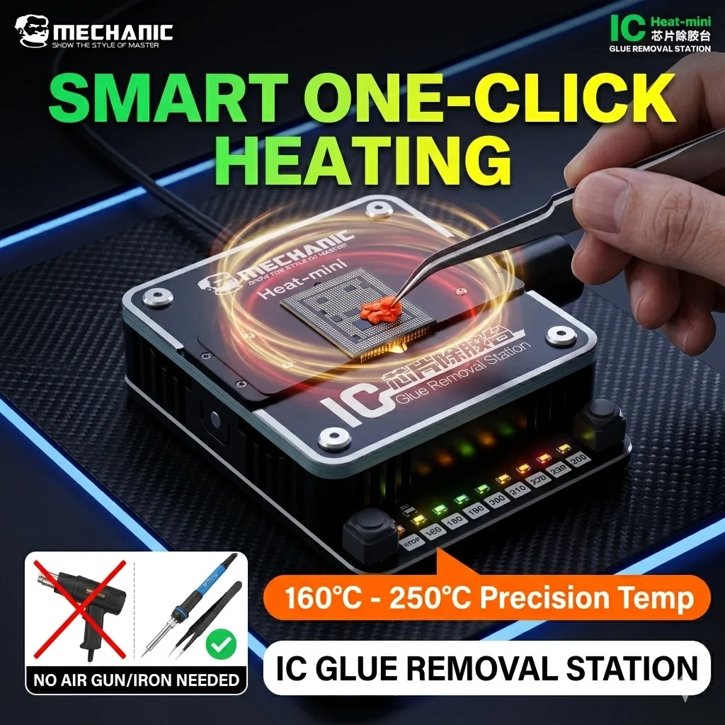 

MECHANIC Heat-mini Portable IC Glue Remover Variable Temperature Quick Heat Design for Chip Maintenance Work
