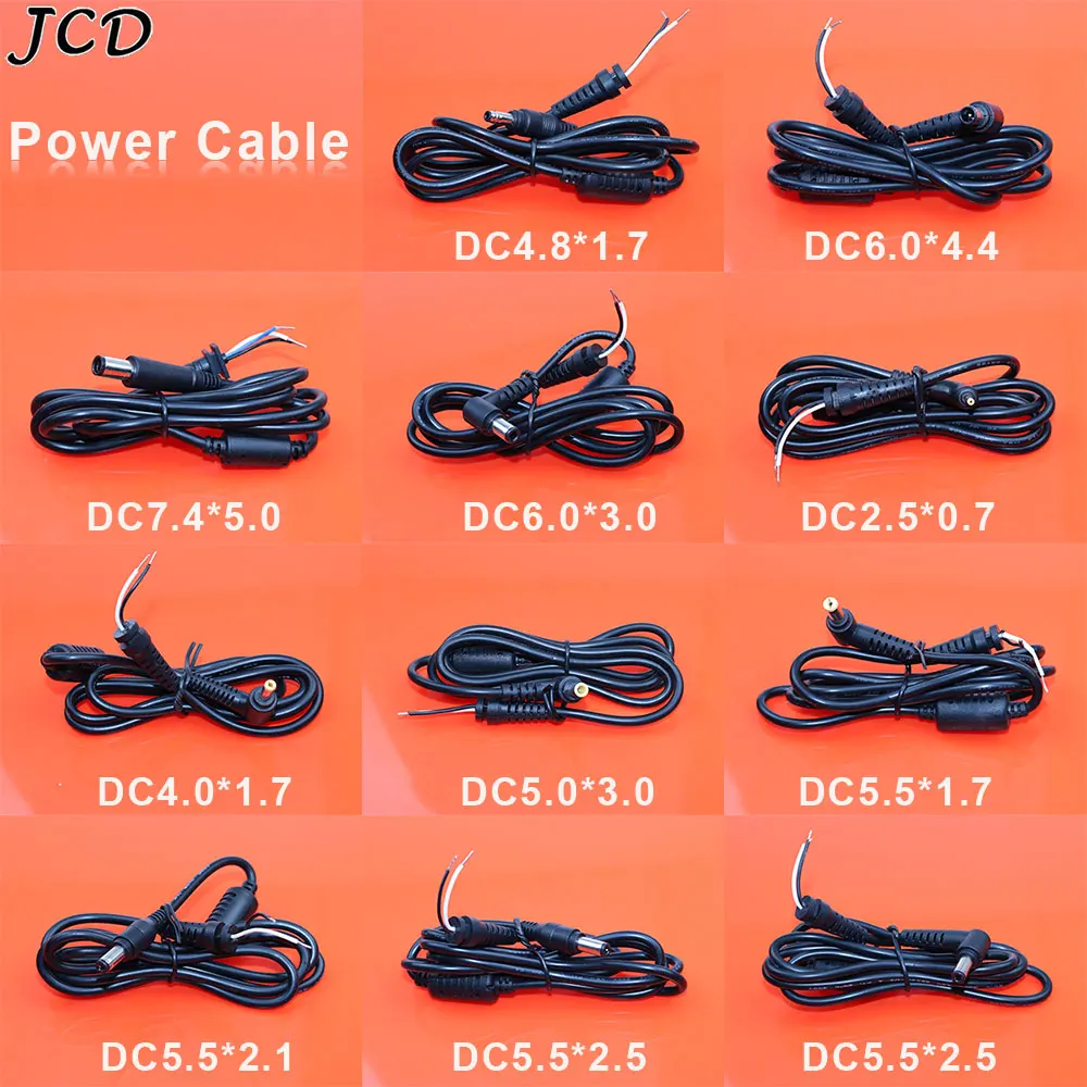 JCD 1PCS DC 4.8*1.7 5.5*2.1 5.5*2.5 7.4*5.0MM Power Cable Cord Connector DC Jack Charger Adapter Plug for HP DELL Lenovo Samsung