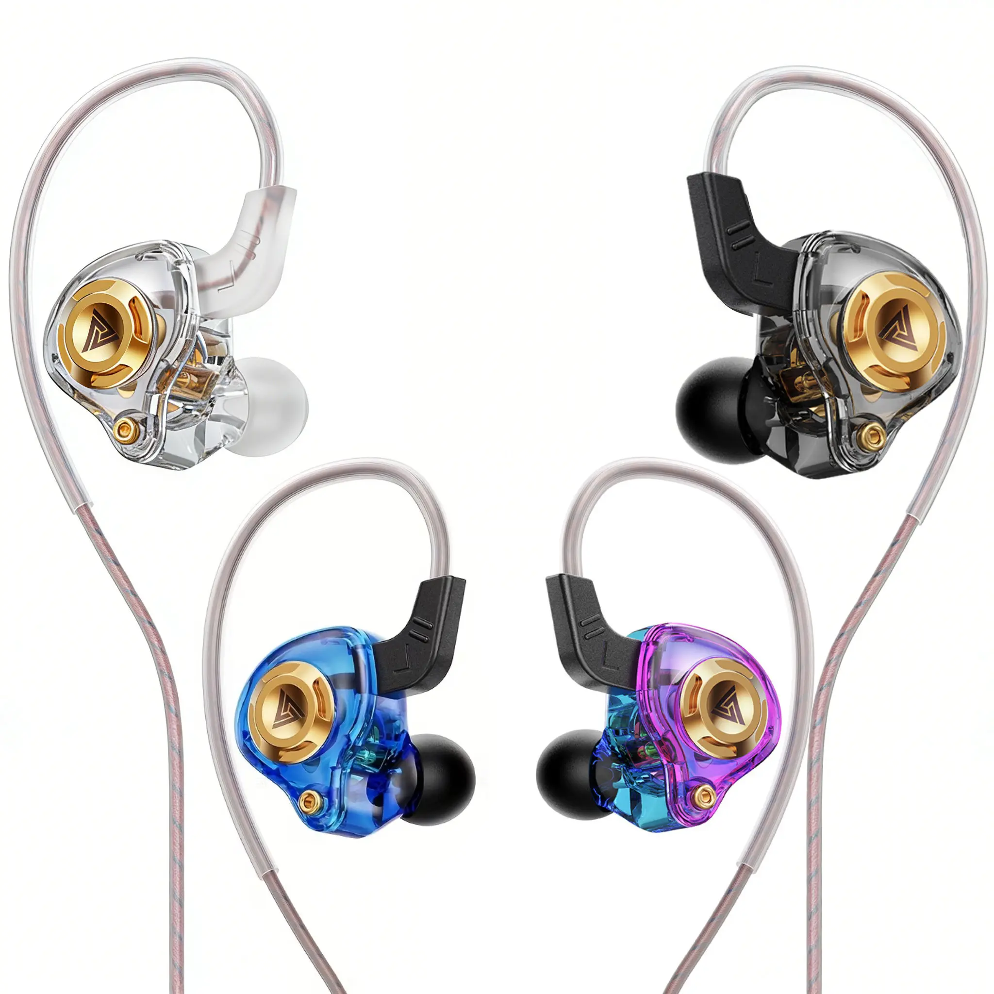 QKZ AK6 earphones, SRS dynamic driver, HiFi stereo, deep bass, wired earphones, in-line microphone.