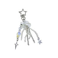 New Sweet Ocean Theme Jellyfish Phone Charm Strap Cool Girl Cute Metal Star Pendant Keychain Y2K Style Sweet Cellphone Lanyard