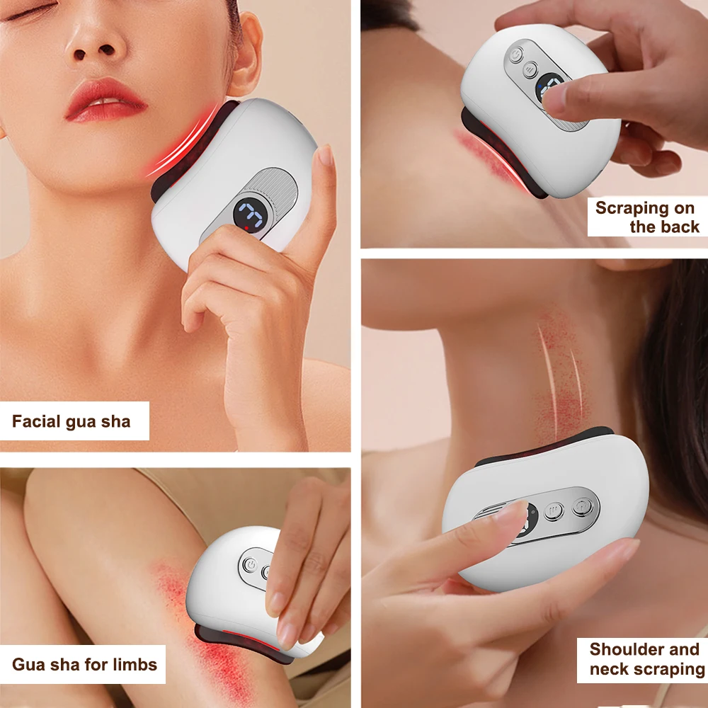 Gua Sha Massager for Face, Vibration, Waist, Heat, Neck, Massager, Portable Muscle Massage Roller