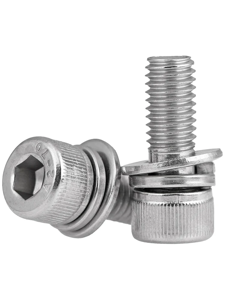 M2 M2.5 M3 M4 M5 M6 M8 M10 M12 六角穴付きボルト（ワッシャー付き）304ステンレス鋼メートル法3種類の組み合わせネジ