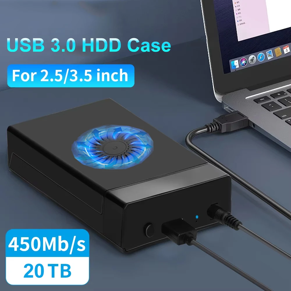 External Hard Drive Enclosure 2.5/3. 5 Inch SSD External Hard Drive Box 20TB SATA to USB 3.0 Hard Disk Case Adapter for PC