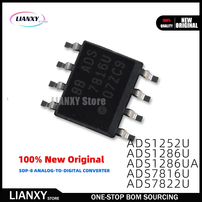 

100% New Original 5Pcs ADS1252U ADS1286U ADS1286UA ADS7816U ADS7822U SOP-8 IC chips ADC