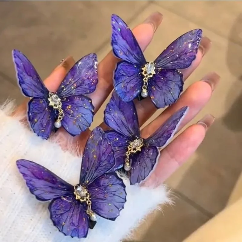 1pc Super Fairy Butterfly Hair Clip Female Delicate Advanced Sense Side Bangs Clip Hair Decoration Netflix Hair Card Fairy Atmos