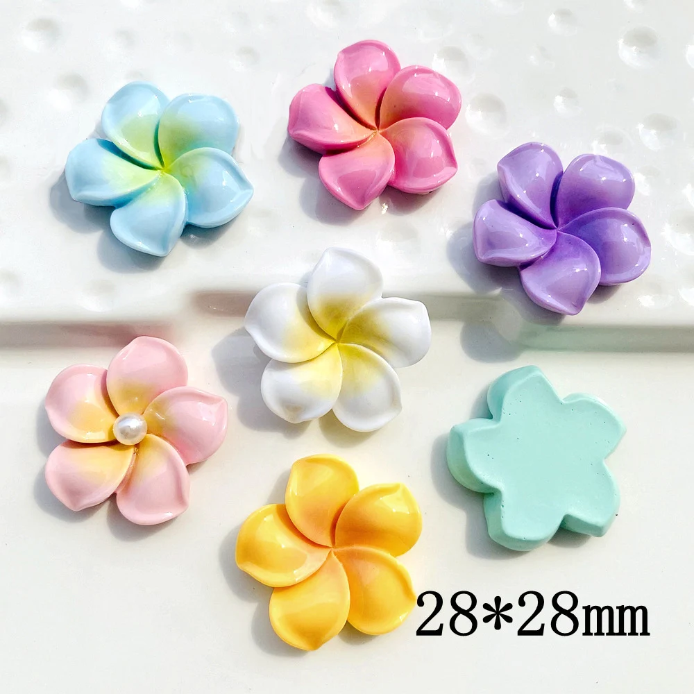 100pcs 19MM/28MM Resin Frangipani/Plumeria (without pearl) Flat Back Cabochon DIY Scrapbook Phone Decor Crafts Embellishment