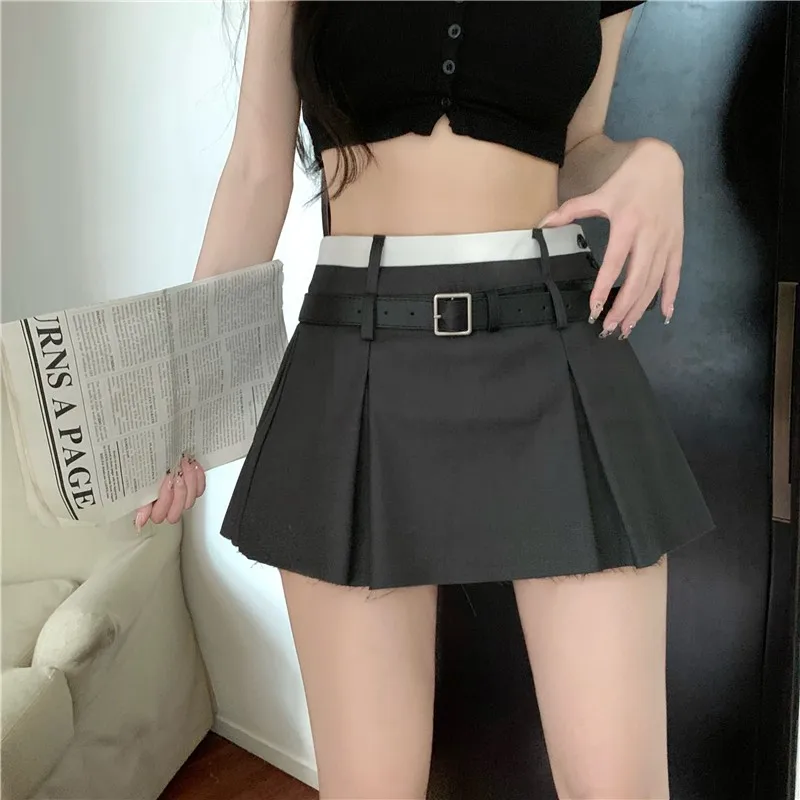 

Summer 2023 New Design Sense High Waist Thin A-line Pleated Short Skirt Anti-light Texture Suit Short Skirt