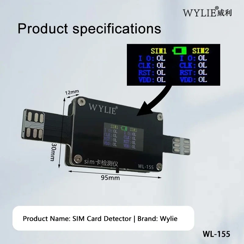 

WYLIE WL-155 SIM Card Tester : Tests Resistance and Circuitry for IPhone 14-17 Series Android/IP SIM Card Slot Testing Tools Kit