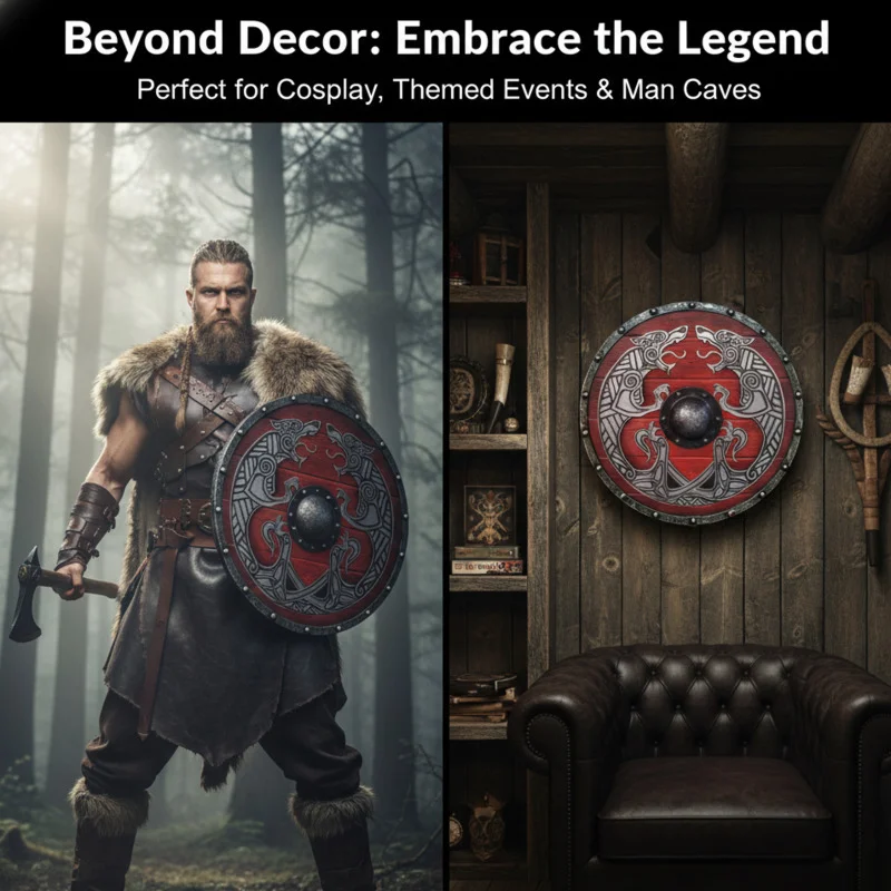 New Popular War Viking Totem Shield 30cm Vintage Wooden Cosplay Props Nordic Home Ancient Artwork Wall Hangings