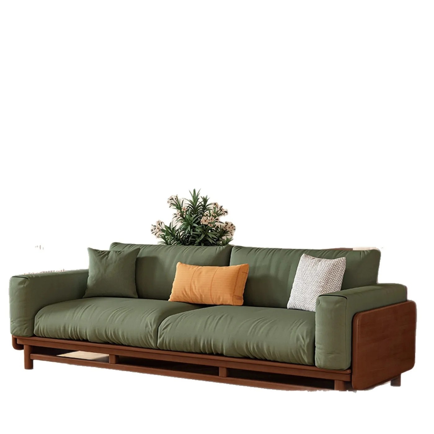 CX solid wood sofa three-person small apartment new Chinese tea room reception furniture, sofa