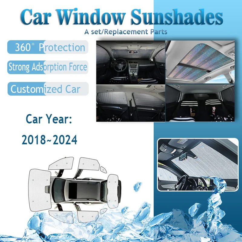 Car Windshield Sunshades For MG HS Luxury 2023 Accessories EHS 2018-2024 Windows Sunscreen Coverage Cover Anti-UV Sun Blinds