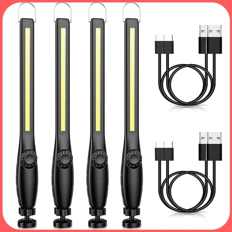 

A76I-4 PCS COB LED Flashlight Magnetic Work Light USB Rechargeable Torch Hook Lantern Inspection Light