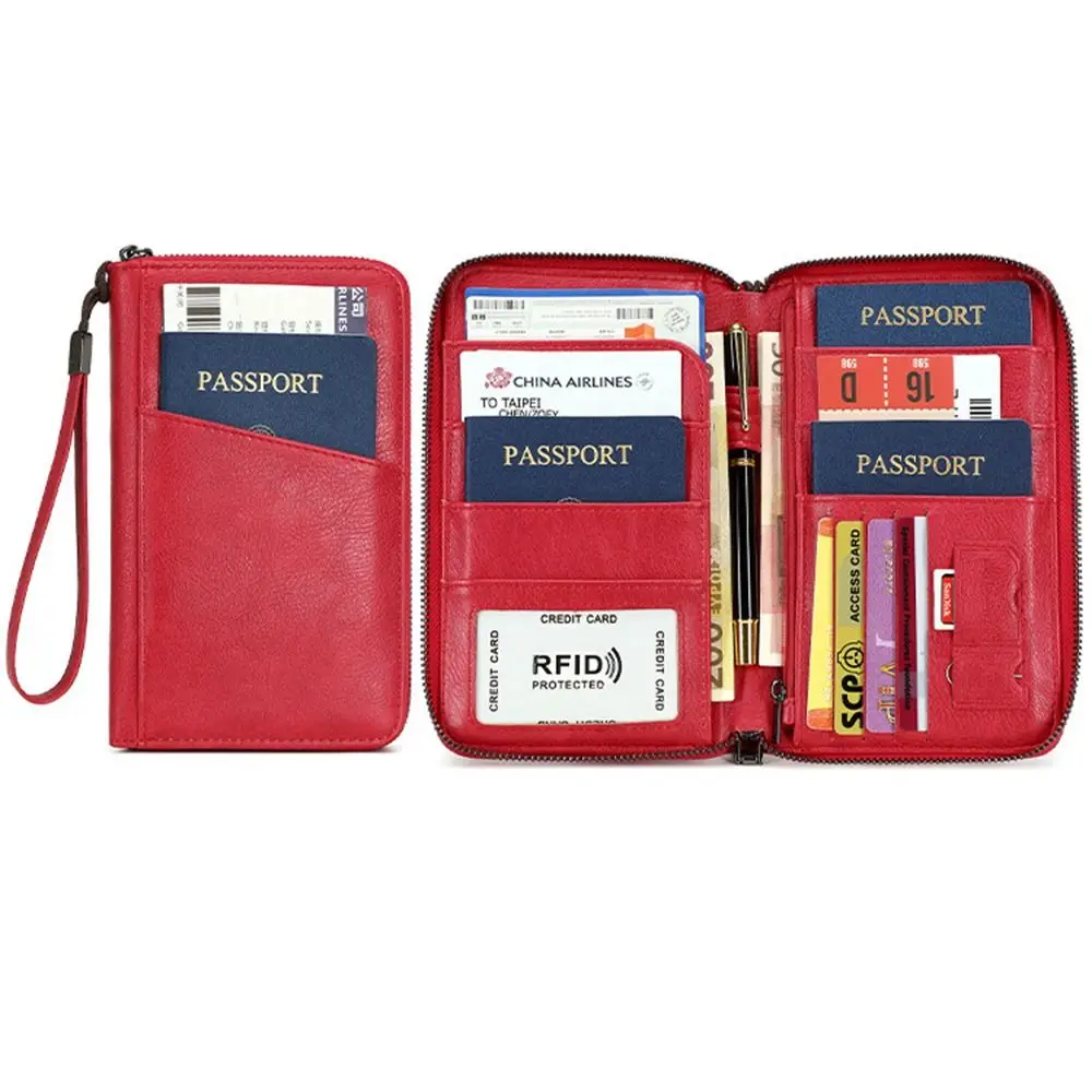 PU Leather Passport Clip Wallet Anti-Theft Large Capacity RFID Passport Holder RFID Blocking Wear-Resistant Travel Document Bag