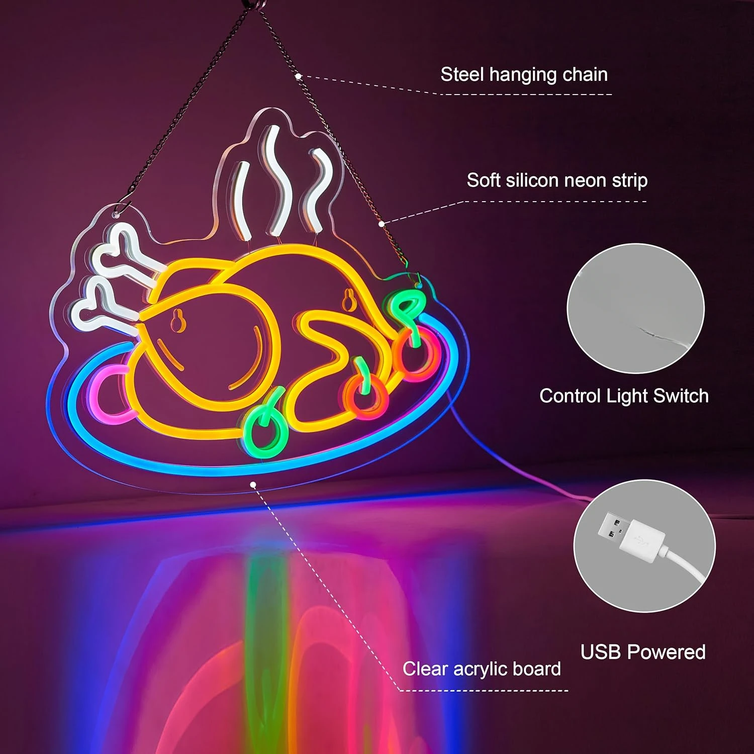 Turkey Neon Sign USB Powered LED Neon Light for Turkey Coffee Shop Turkey Restaurants Stores Bar Man Cave Beer Bar Wall Decor