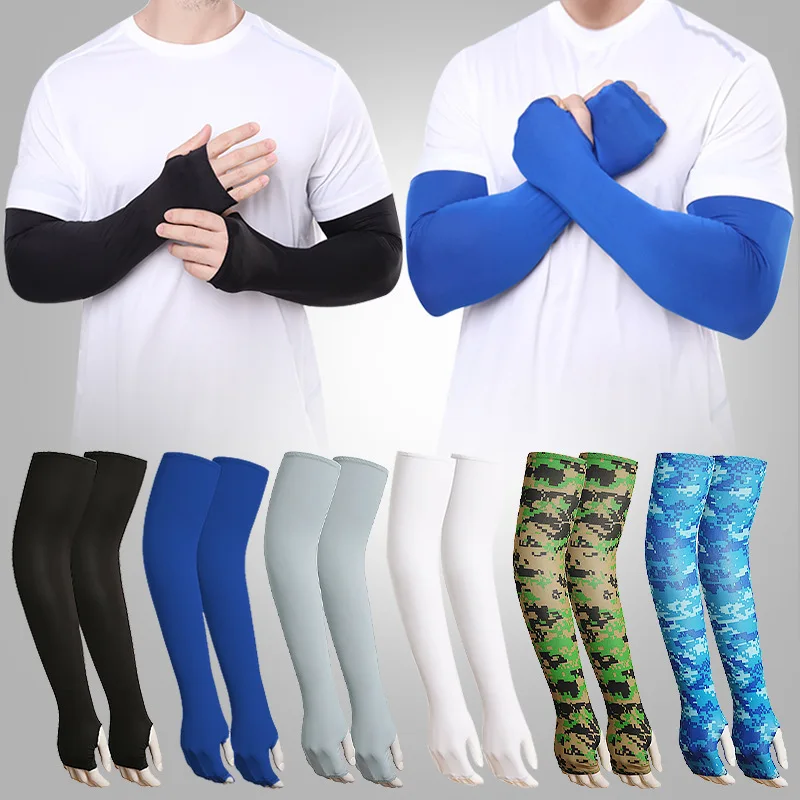 2Pcs Cooling Arm Sleeves Cover Unisex Sports Running UV Sun Protection Outdoor Men Fishing Cycling Quick Dry Gloves Arm Warmer