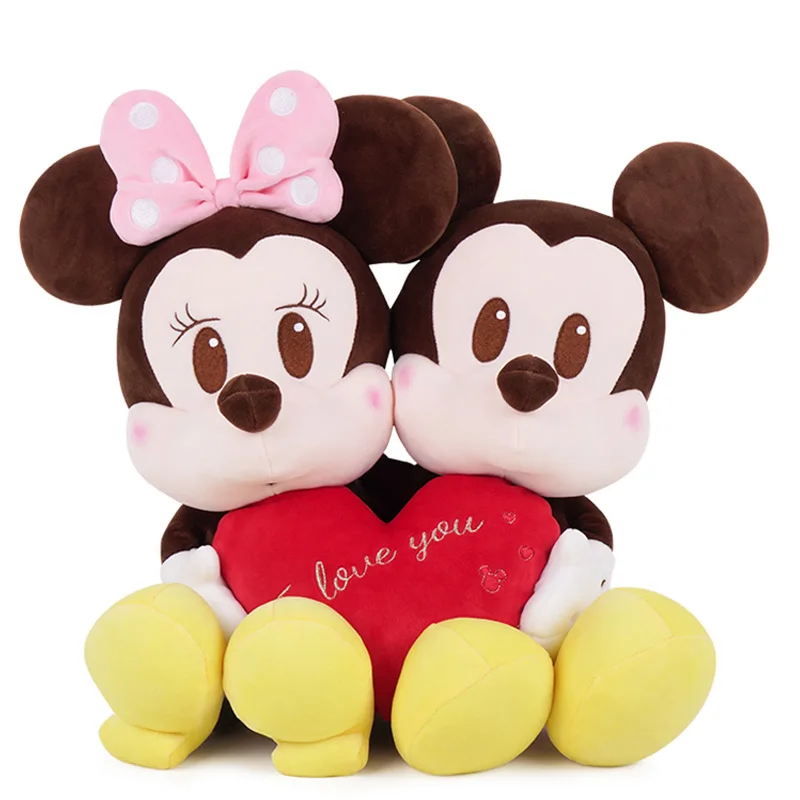 

30cm 46cm Mickey Mouse Plush Doll Minnie Soft Toy With Love Heart Pillow For Lovers Gifts