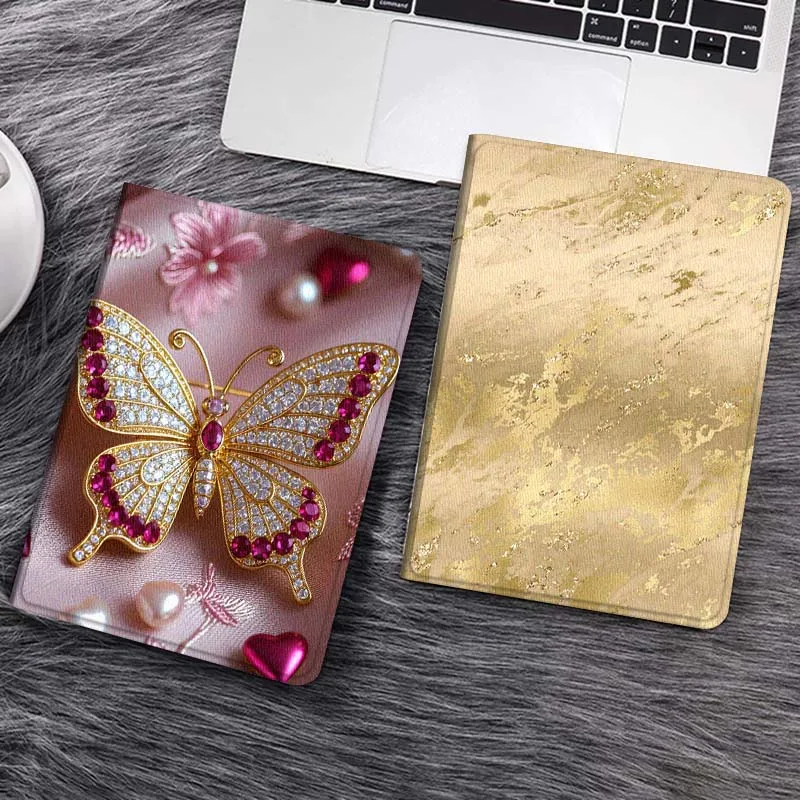 

Чехол-подарок для планшета с брошью в виде бабочки, рубинами и жемчугом для Samsung Galaxy Tab S7 S8 S9 S10 FE Lite