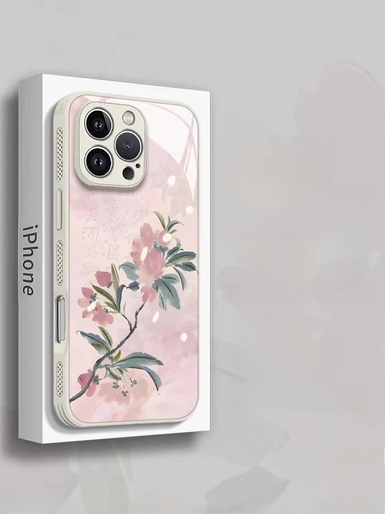 

Qiaobei Yao Pink Flower Phone Case for 16 pro Max New Premium Creative Cartoon Liquid Glass Full Cover Shockproof
