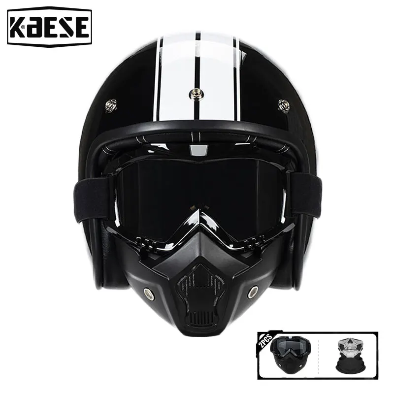 

2024 New Design Cascos Cafe Racer 3/4 Open Face Helmet with Detachable Fog-proof Warm Goggles Unisex Four Seasons ECE DOT