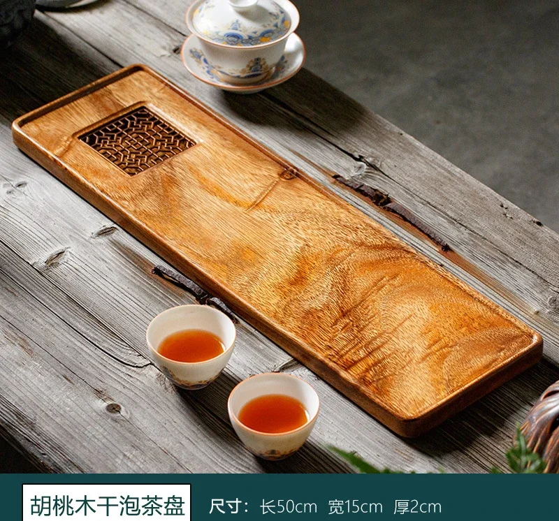 Walnut Tea Tray Copper Pad, Rectangular Dining Table Plate, Storage Tray, Hotel Tea Tray Accessories, Saucer Wooden Tray