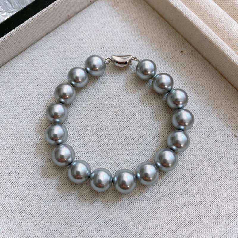 

Новый женский браслет из стерлингового серебра 925 пробы с натуральным жемчугом диаметром 7,5 дюйма и 8-9 мм