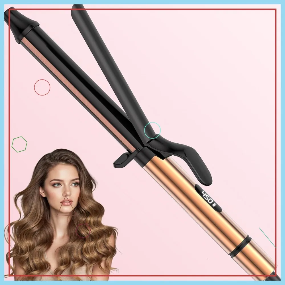 

1.25 inch Long Barrel Curling Iron, Extra-Long Curling Wand with 8 Heat Settings, Ceramic for Smooth Lasting Style, Dual Voltage