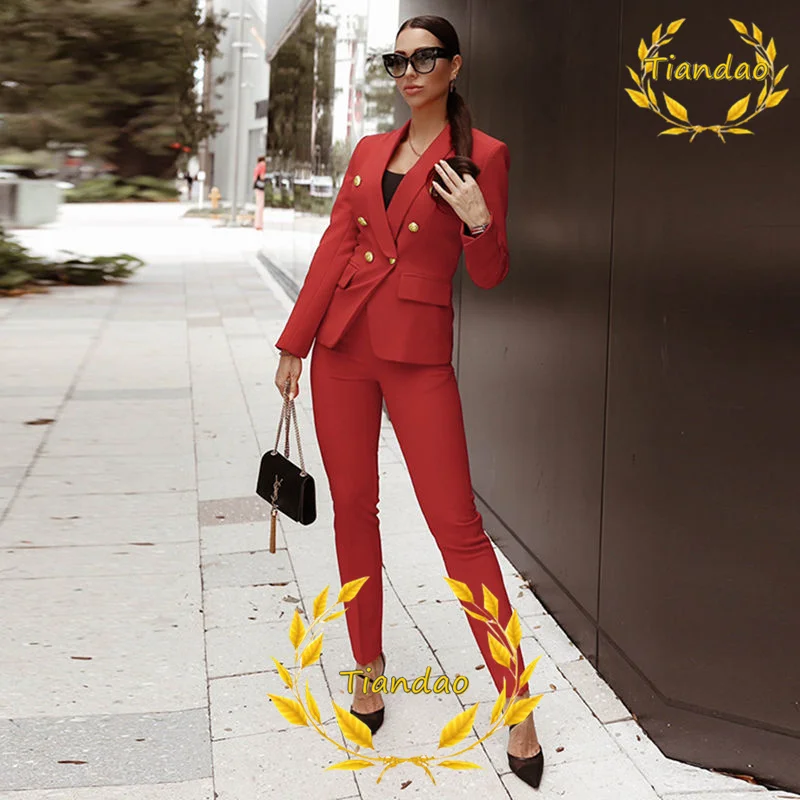 High Quality Women Suit Office Lady Work Blazer JJcket And Pants For Lady Two Pieces Formal Business Silm Fit Outfit