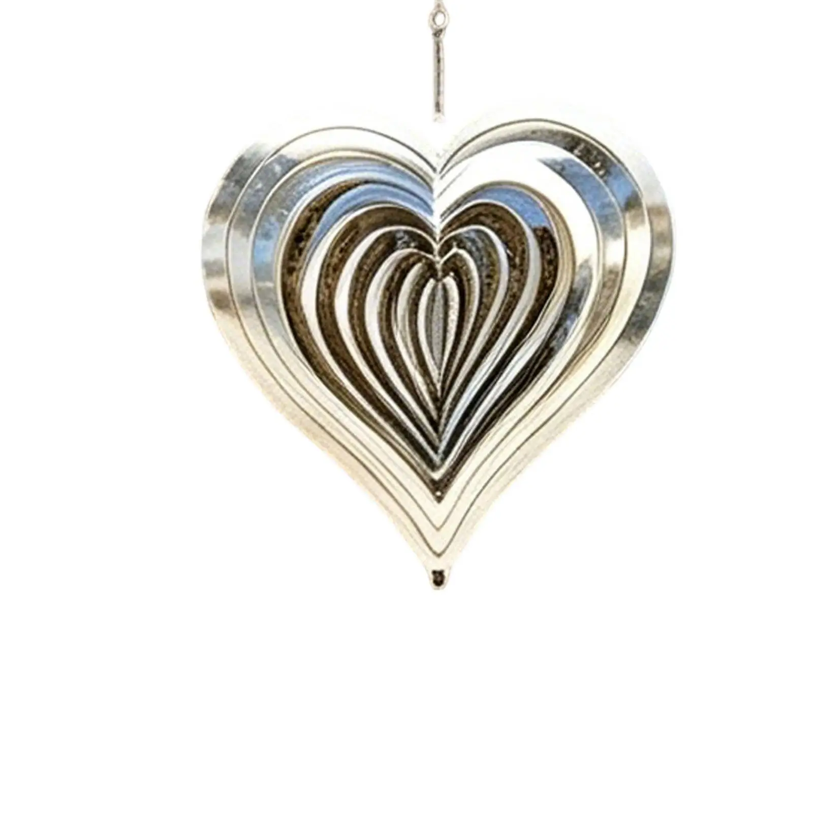 Reflective Wind Chime Layered Heart Hanging Spinner Metal Wind Pendant for Garden Balcony Outdoor Decoration