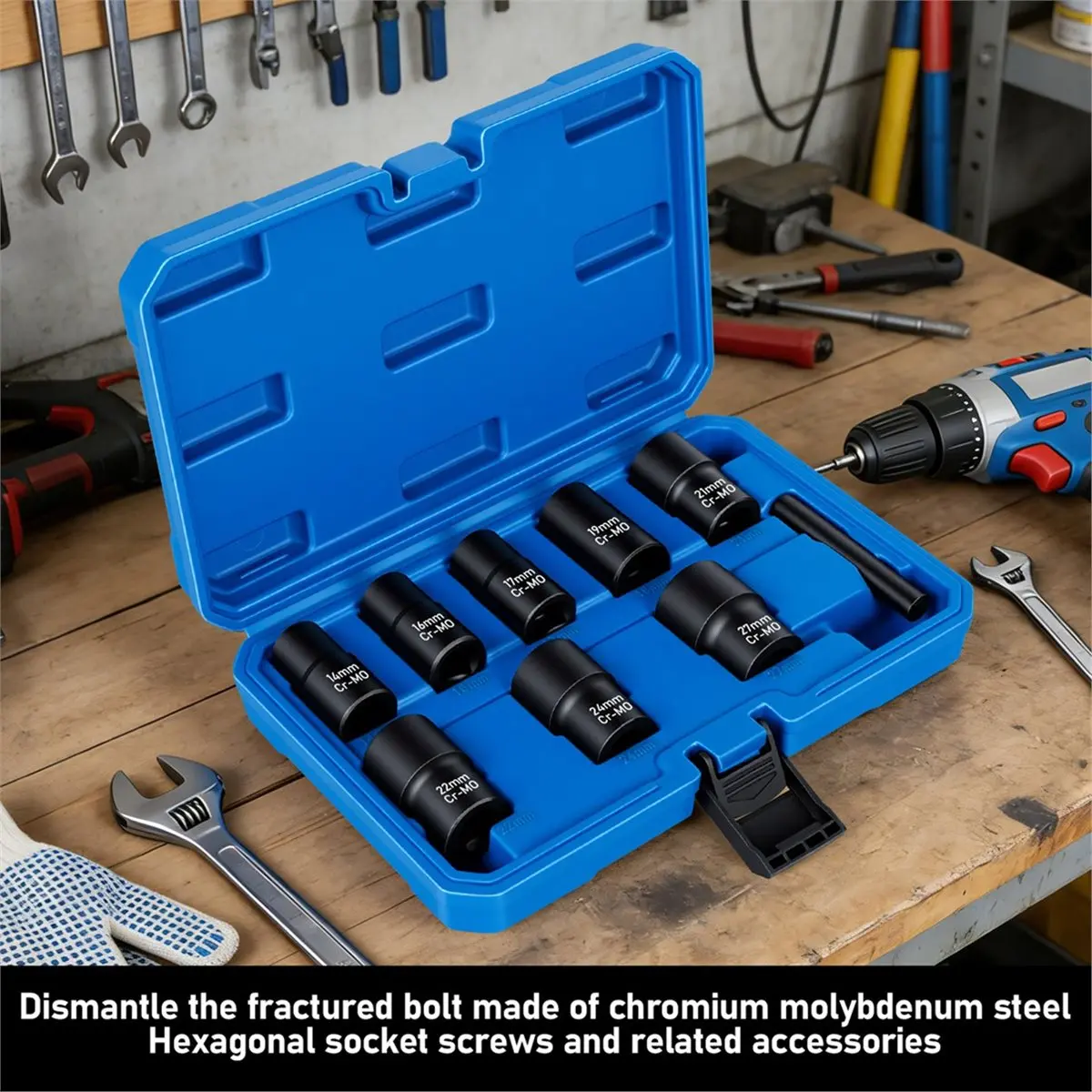 Time Saving Lug Nut Extractor Set Drive Impact Bolt Remover Socket Tool Wheel Lock Removal Kit Out Extractor Set for Damaged