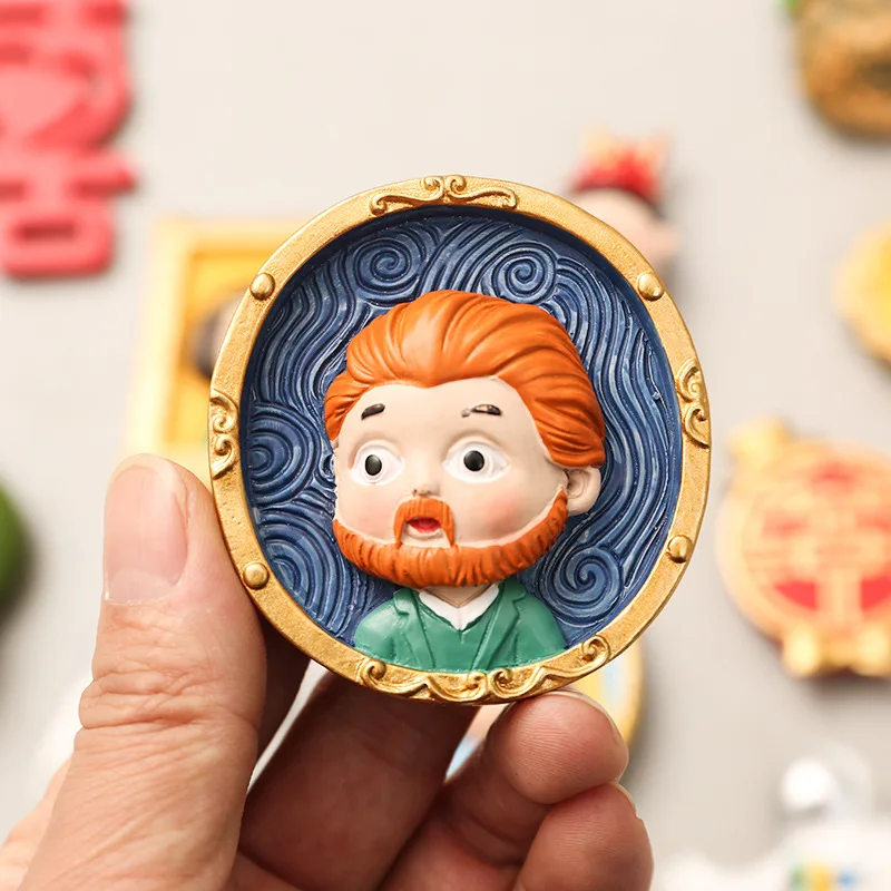 Refrigerator Magnets Cartoon Van Gogh Mona Lisa Magnetic Stickers 3D Resin Crafts Cute Souvenir Fridge Magnet Gift Home Decor