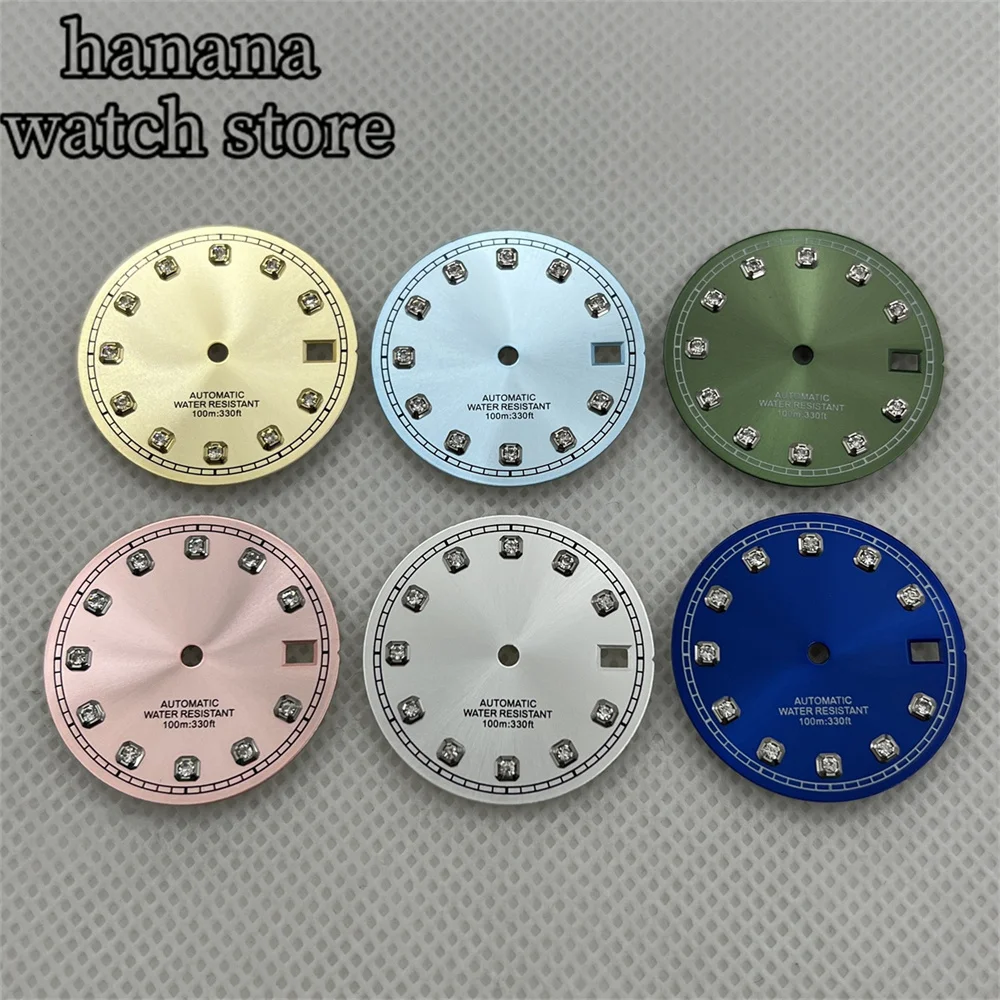 NH35 Sunray dial 29mm black white pink blue green gold with diamond index is suitable for 3 o 'clock date window NH35A movement