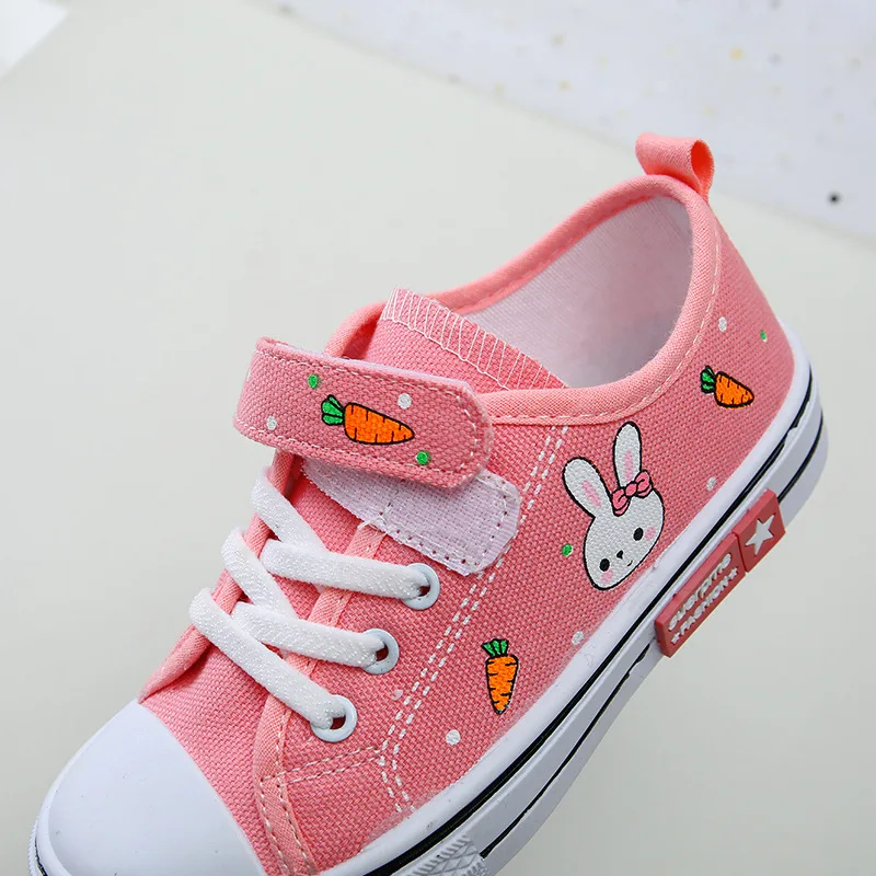 zapatillas Girls Canvas Casual Shoes 2023 Spring Autumn Soft Sole Children Shoes Hook & Loop New Kindergarten Indoor Board Shoe