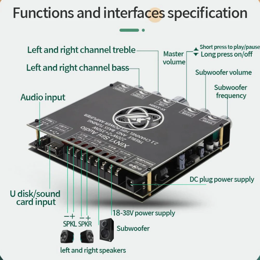 XY-S350H 220Wx2+350W Amplifier Bluetooth-Compatible 5.1+USB Flash Disk Board Set