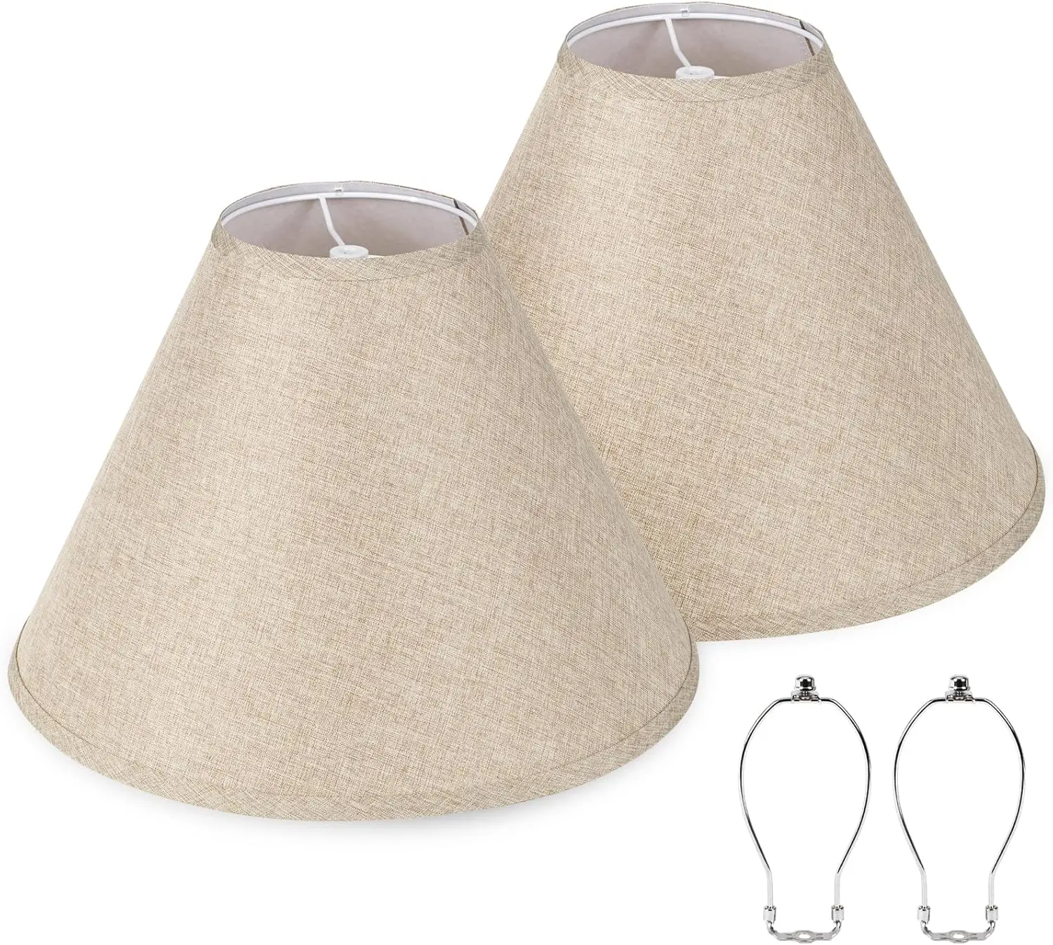 

16Inch Large Tan Linen Lamp Shades Set of 2,Rustic Empire Style Fabric Lampshade for Table Lamps and Floor Lamps,Chic Re