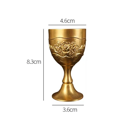 Carved Brass Wine Glass 6 Piece Set Golden Goblet Home Barware Liquor Water Cup Metal Cups Spirit Crafts Gift