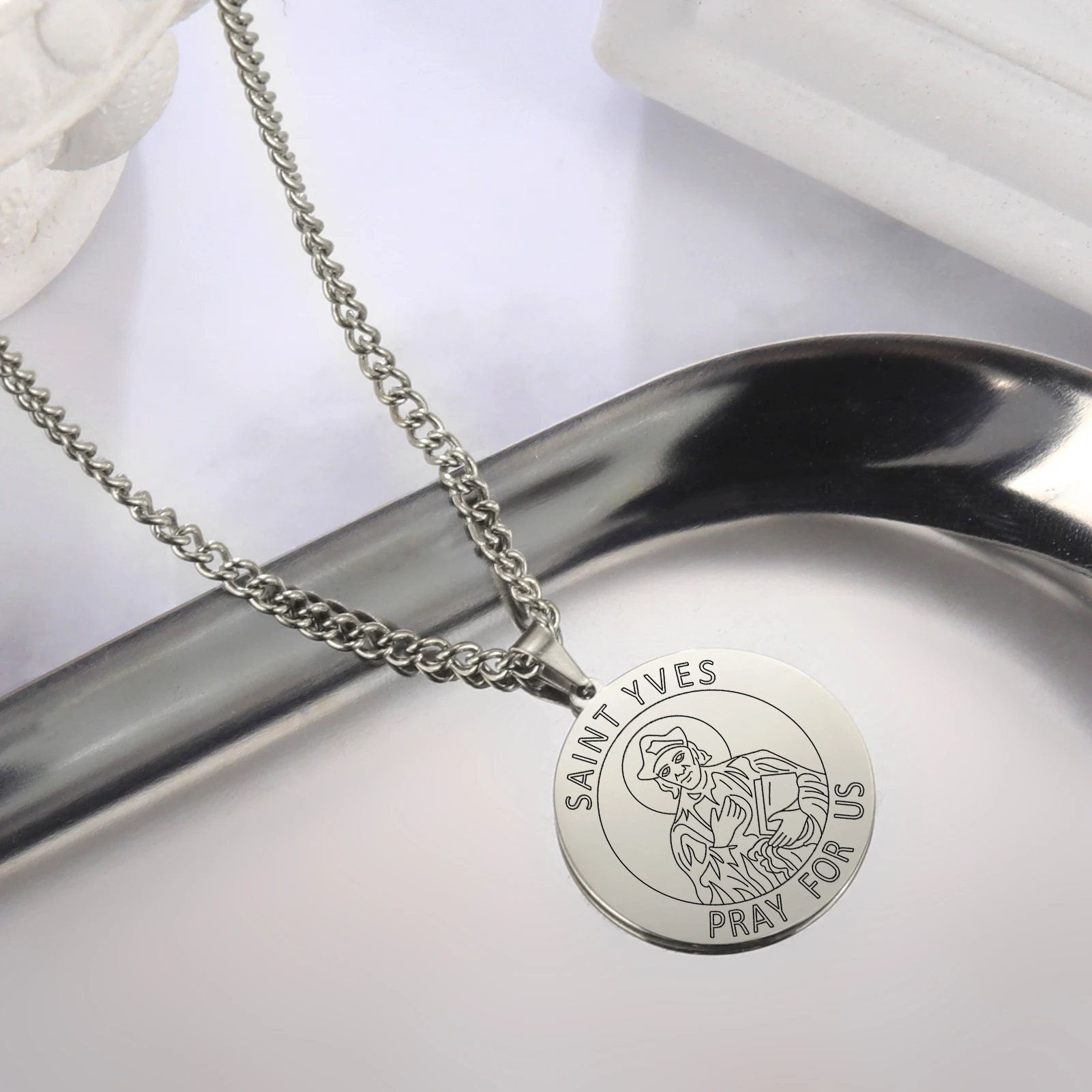Dawapara Saint Christopher Medaille Halskette Jesus Truet In Sie Amulett Katholischen Schmuck Reisende Fahrer Geschenke Edelstahl – Detail 25