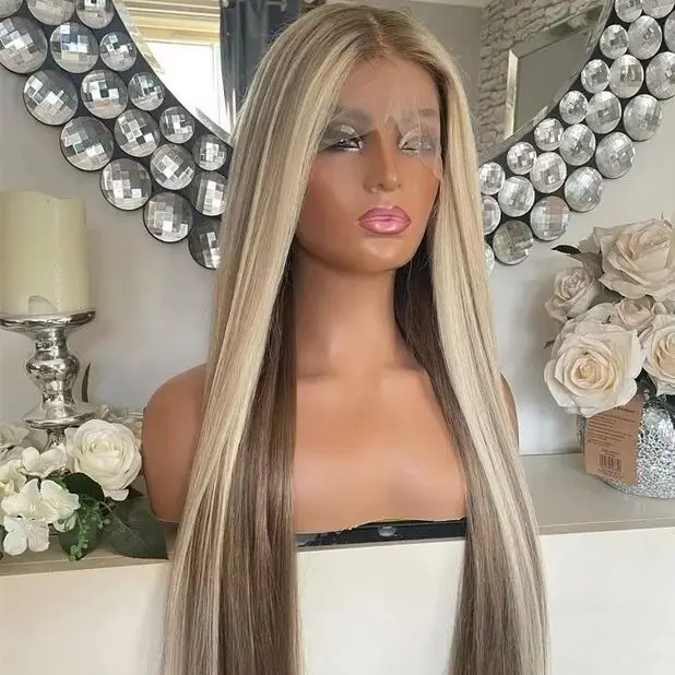 

Long Straight Synthetic Wigs Ombre Ligh Cheatnyt Brown Wigs Female Highlight Trendy Fashion Women's Wigs On Clearance Sale