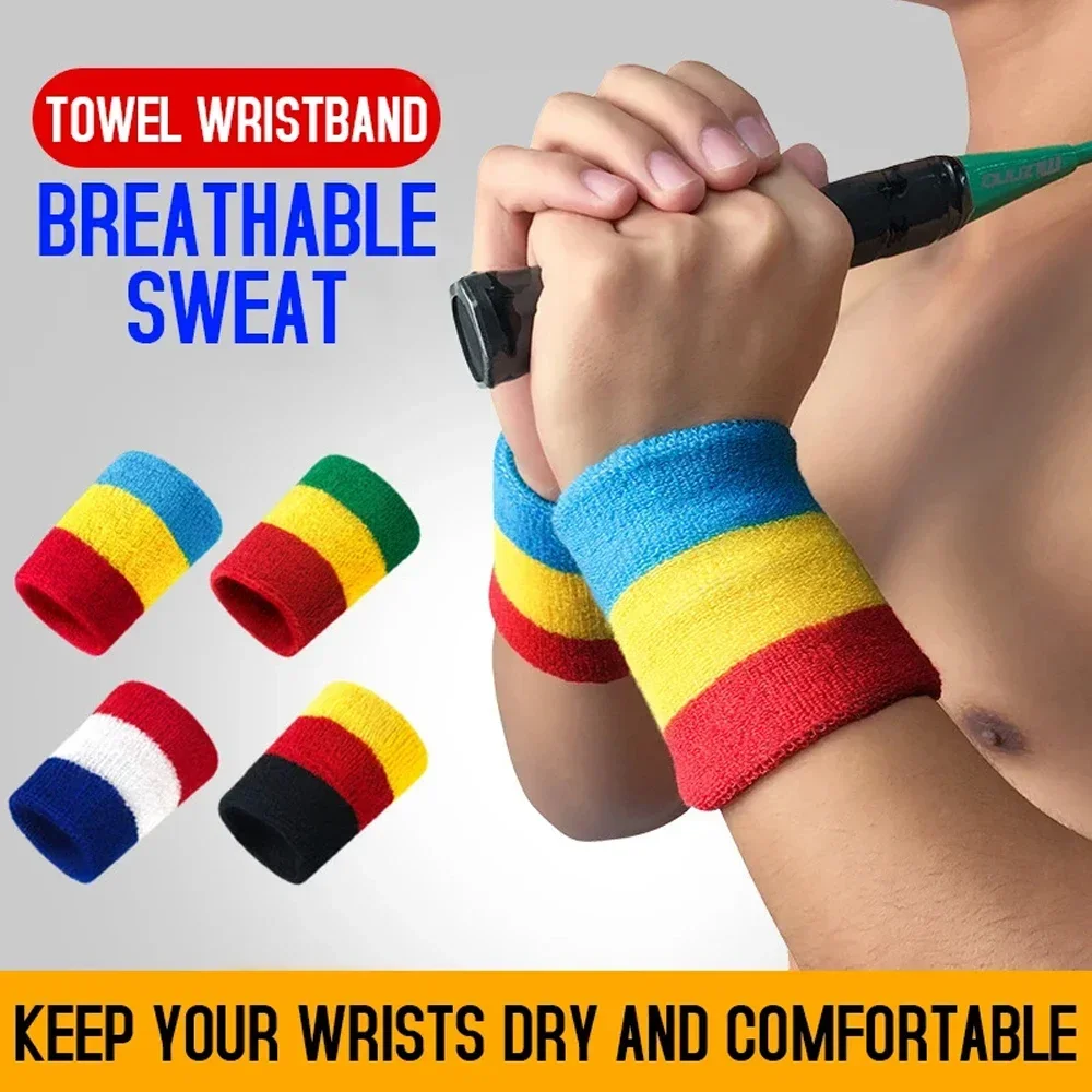 1 Pair Wrist Sweatbands for Men & Women, Moisture-Wicking Thick Cotton Bands for Working Out, Gymnastics, Basketball, Football