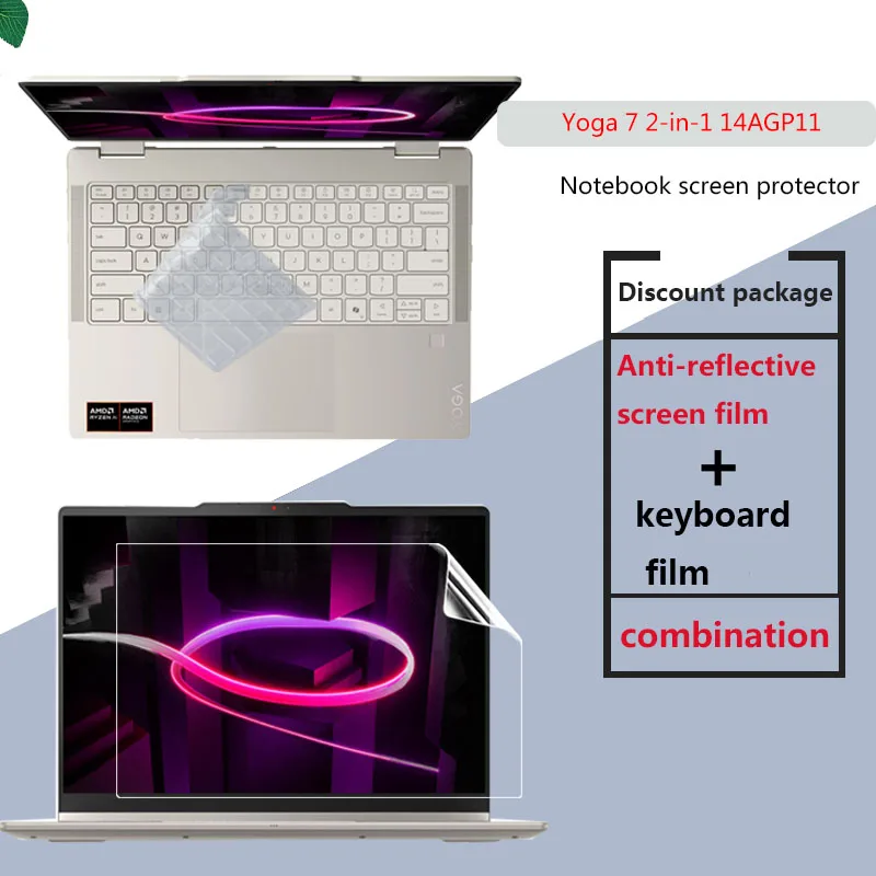 

For Lenovo Yoga 7a 2-in-1 14AGP11 silicone keyboard film 14 inch computer screen film HD protective film privacy anti-peep film