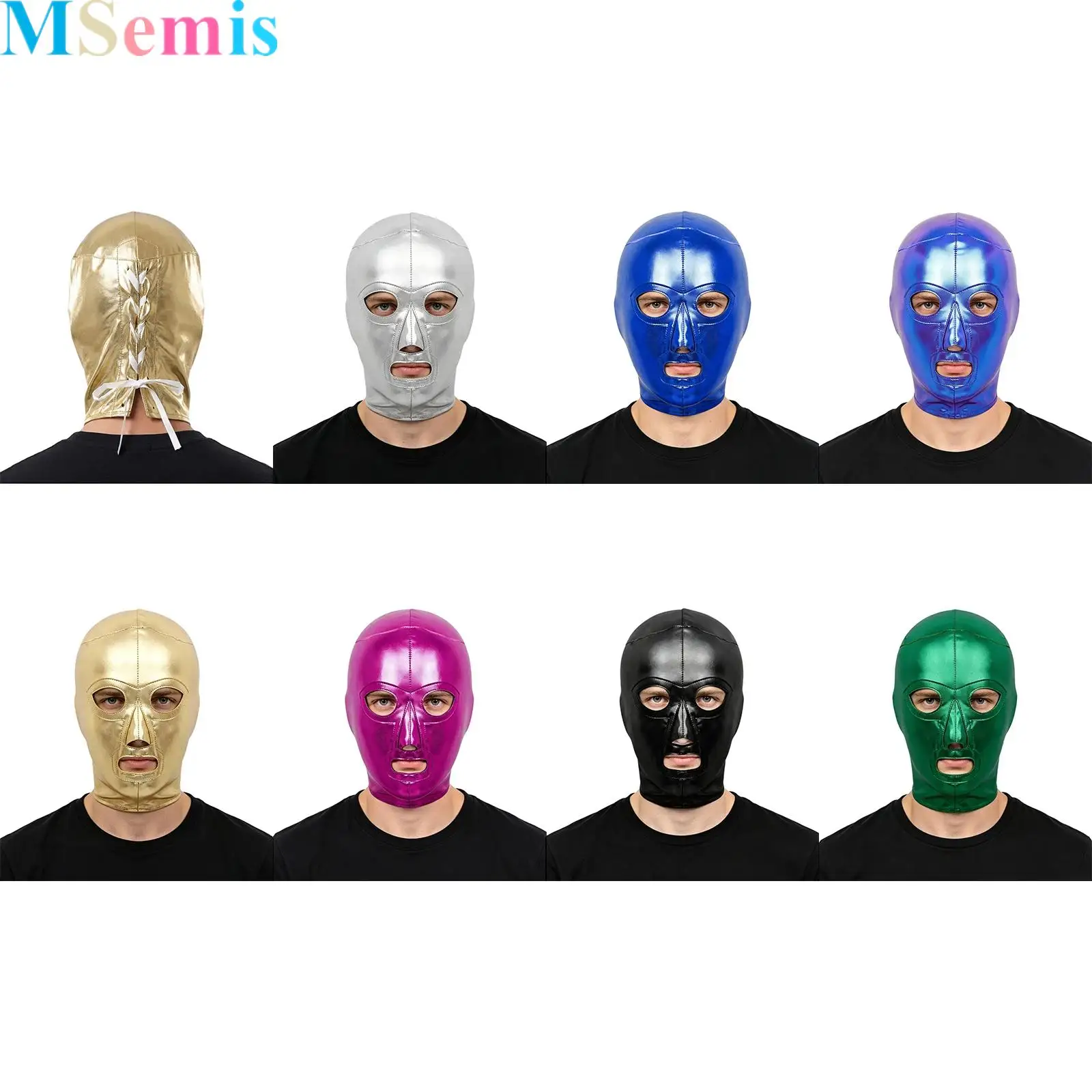 

Men Wrestling Masks Headcover Mexican Metallic Glossy Lucha Libre Costume Wear Masks Boxer Mexican Wrestling Masks