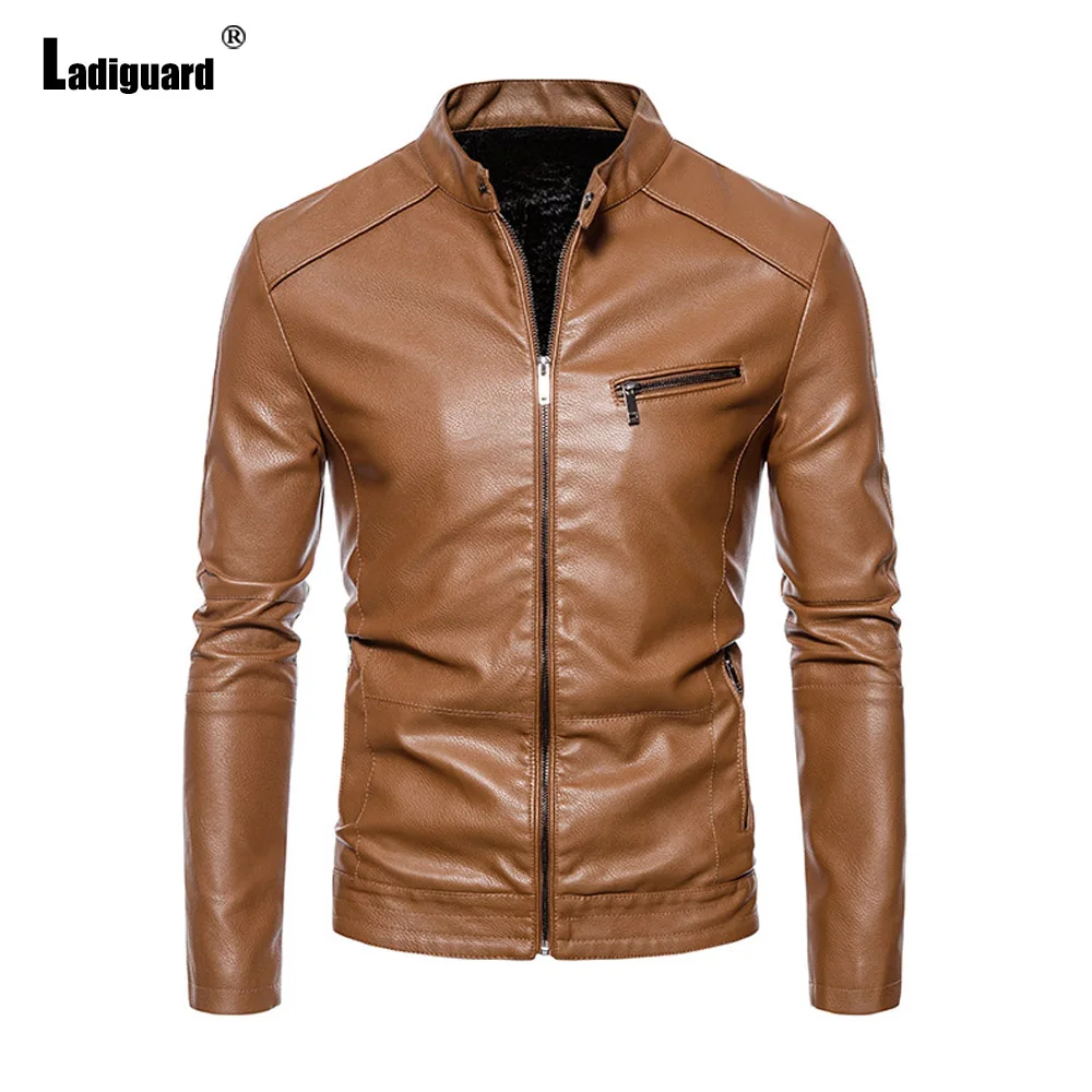 Men\'s Pu Leather Jackets Mandarin Collar Outerwear Gray Soft Luxury Faux Leather Jacket Mens Motorcycle Fashion Zipper Coats New