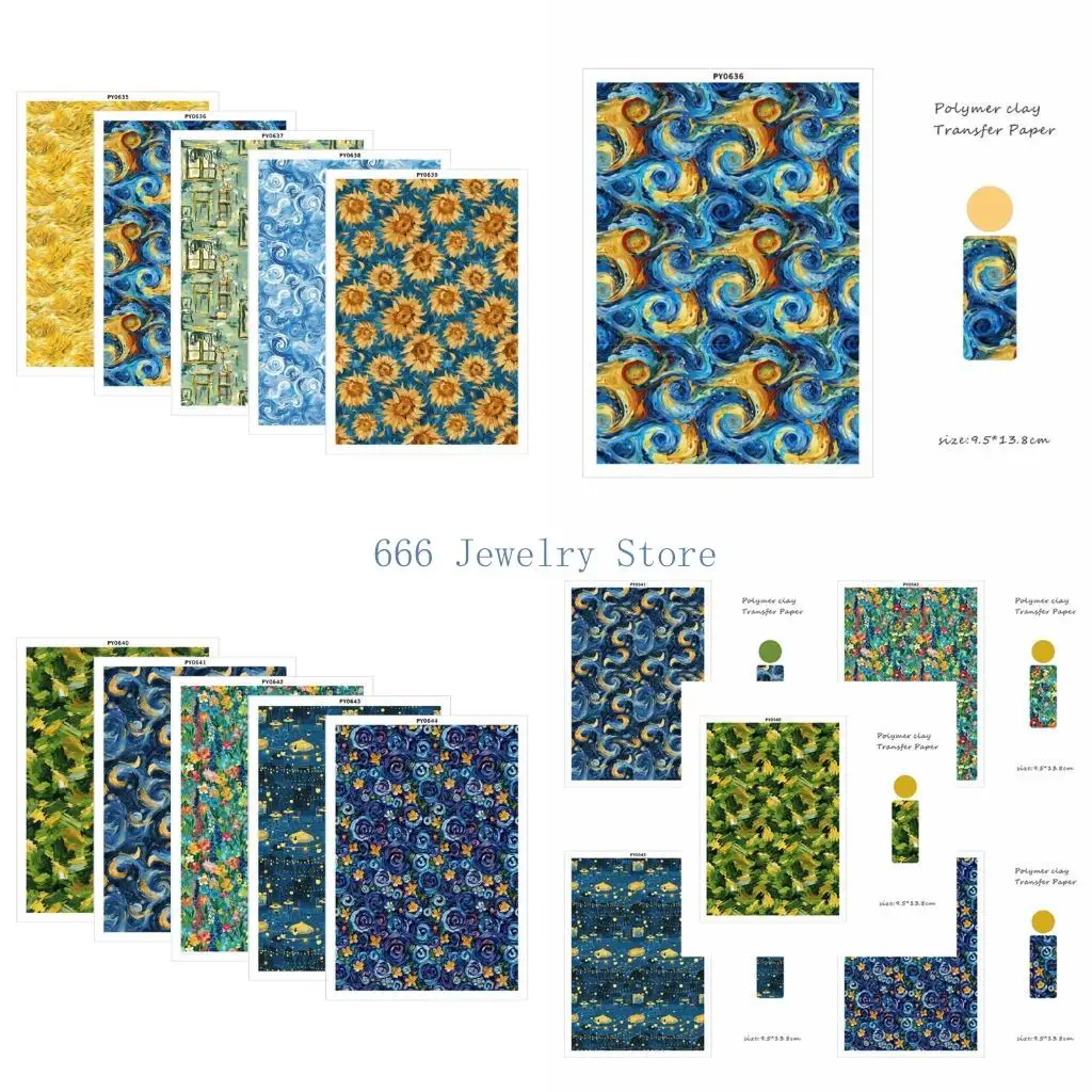 F2TD Creative Water Soluble Stickers For Crafts And Decorations Elegant Oil Painting Designs for Crafts Furniture Earrings