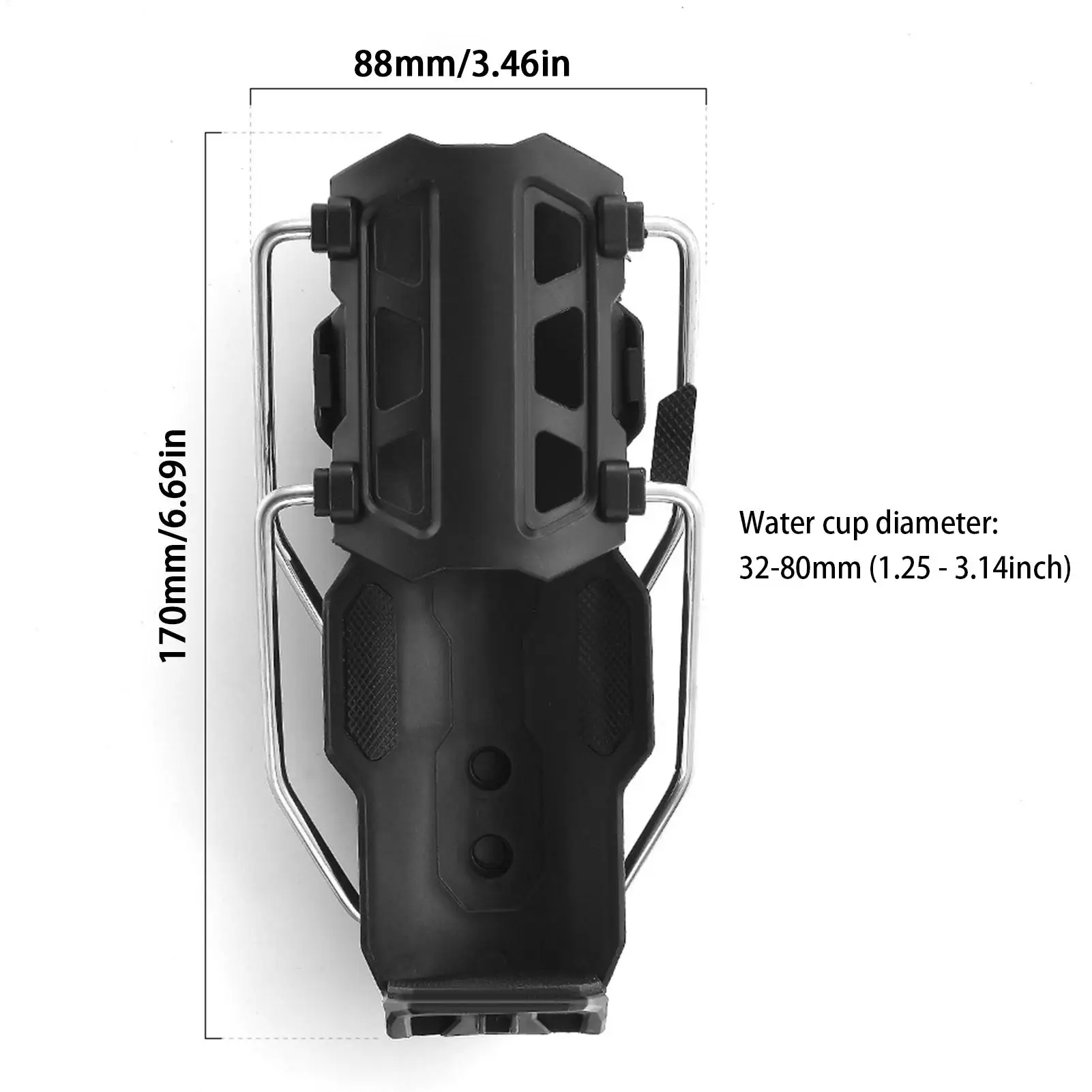 ATV Cup Holder Bikes Water Bottle Mount Size Adjustable No Drill Drink Holder for 1.26-3.15 Inch Diameter Bottles for Bikes