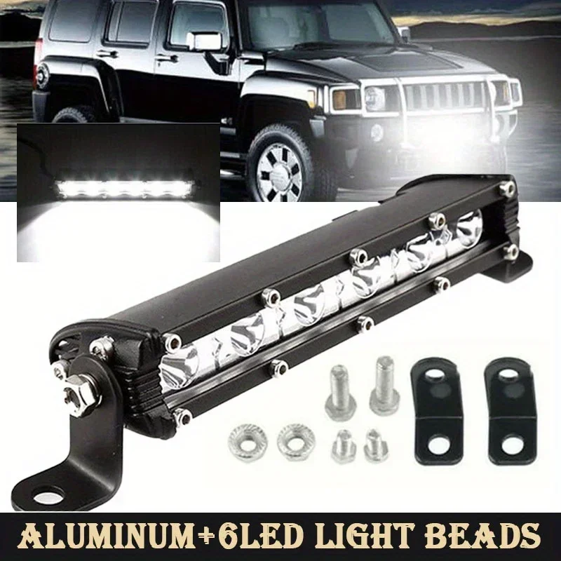 

New Design 6 LED Working Lamp Bar, Ultra-thin Small Single-row Auxiliary Lamps, for Car Truck ATV SUV UTV Boat Tractor Aluminum