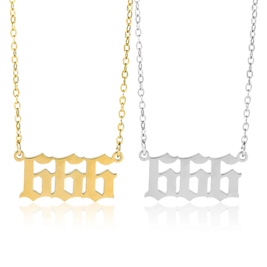 Evil Number 666 Bible Demon Symbol Pendant Stainless Steel Chains Charms Necklace Falling Angels Devil Satanic Jewelry Necklace view 5