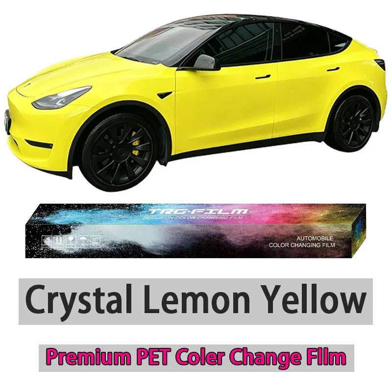 TRG High Quality Vehicle Color Change Film: Crystal Lemon Yellow (Bright PET Vinyl Film - Original Automotive Paint Series)