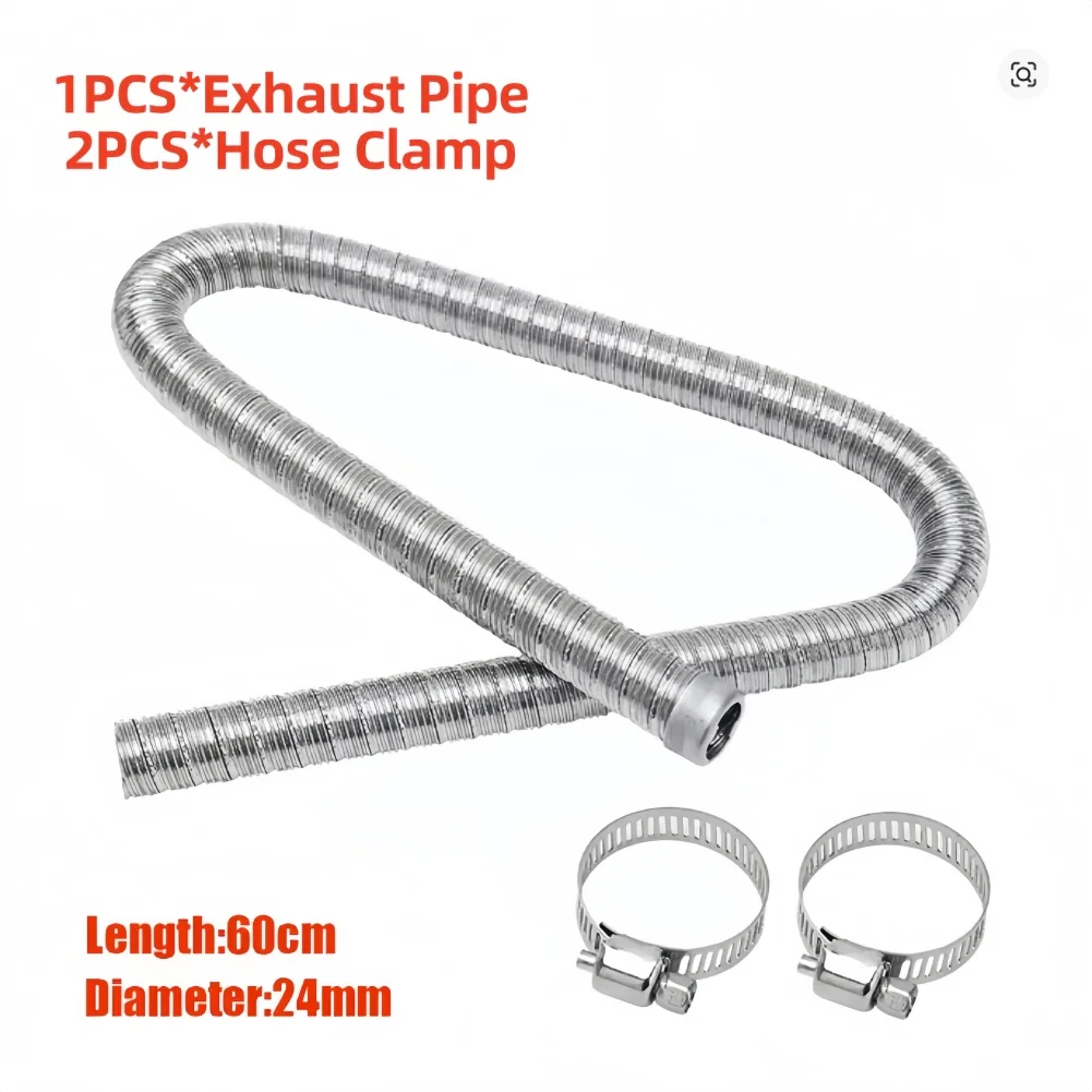 For WEBASTO For EBERSPACHER 24mm Exhaust Pipe Extension 60/100/150cm 304 Stainless Steel Dual Layer Fine Threaded