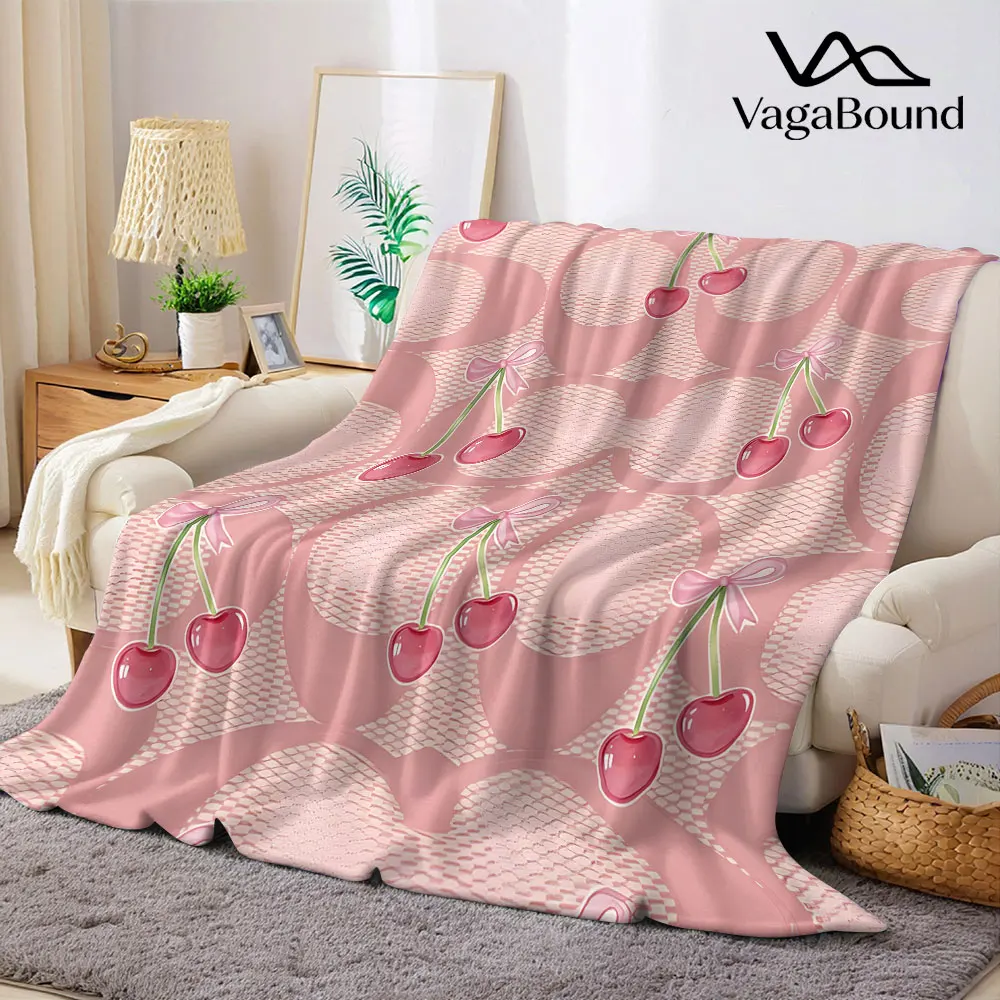 Cherry Lux Flannel Blanket Perfect for Sofa Office Bed Travel Sleep Read Relax Camping four season use